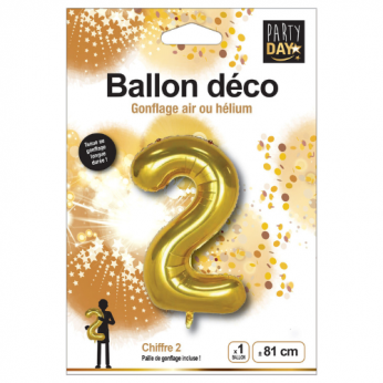 Ballon couleur Or chiffre 2