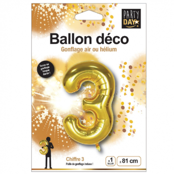Ballon couleur Or chiffre 3