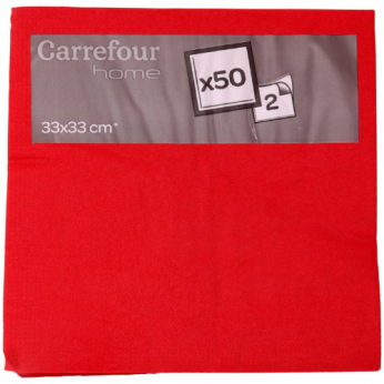 50 serviettes 2 plis éventail rouge - 33X33cm