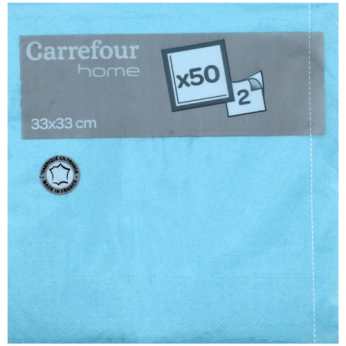 50 serviettes 2 plis éventail turquoise - 33X33cm