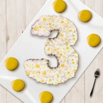 Number Cake - Chocolat blanc / Citron - Numéro 3 - 8 parts