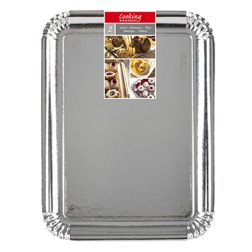 Plateaux en carton argenté pour gâteau rectangulaire, bonbons ou traiteur