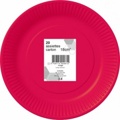 16 assiettes rouges en carton - 18cm