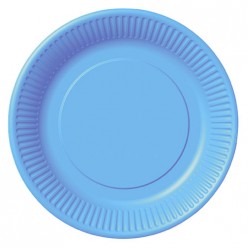 20 assiettes bleues en carton - 18cm